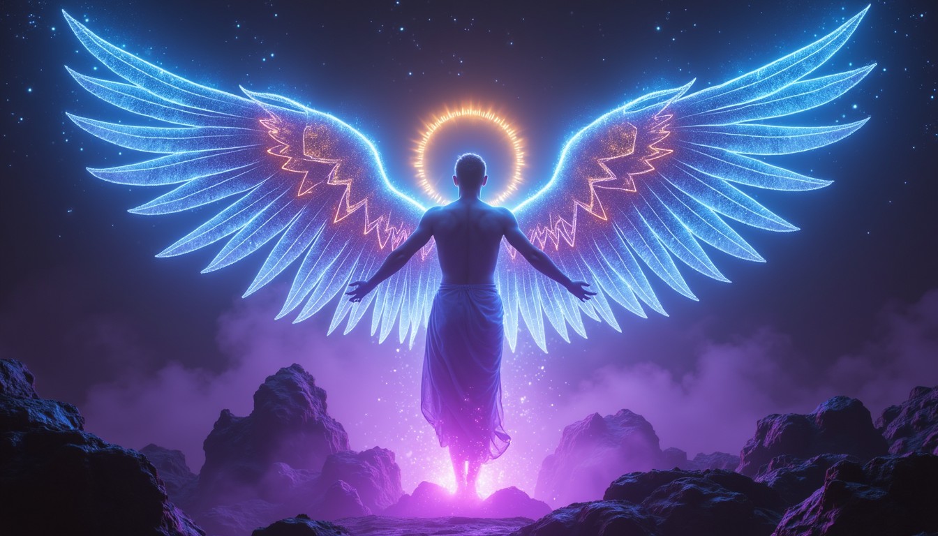 Free Holographic Angel Rising Image - Angel, Holographic, Neon ...