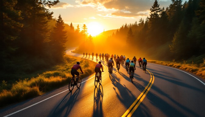 Free Golden Hour Ride Image - Cyclists, Sunset, Silhouettes | Download ...