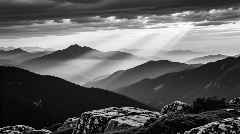 Free Misty Mountain Layers Image - Landscape, Mountains, Monochrome ...