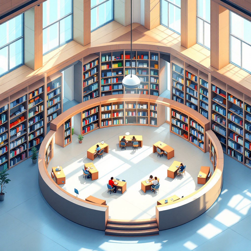 Free Circular Library Paradise Image - Library, Modern, Circular ...
