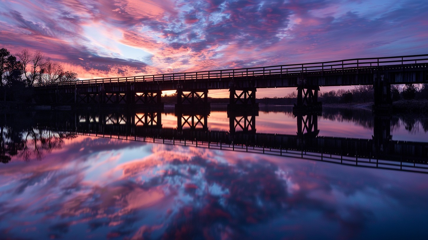 Free Sunset Bridge Reflection Image - Sunset, Bridge, Reflection ...