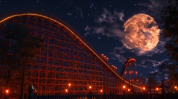Free Moonlit Roller Coaster Image - Amusement Park, Full Moon, Roller ...