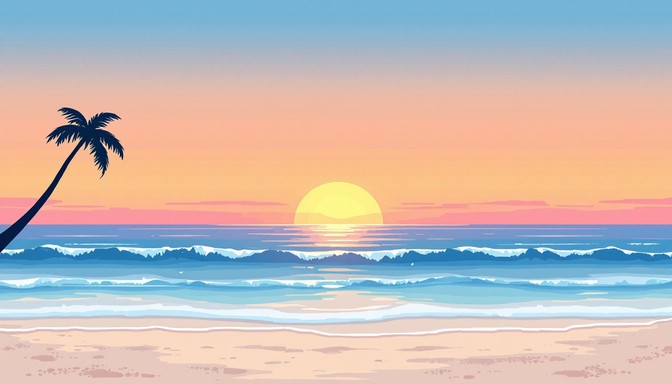 Free Pixel Paradise Sunset Image - Pixel, Sunset, Beach | Download at ...