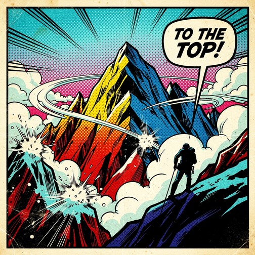 Free Comic Mountain Triumph Image - Illustration, Mountain, Comic ...