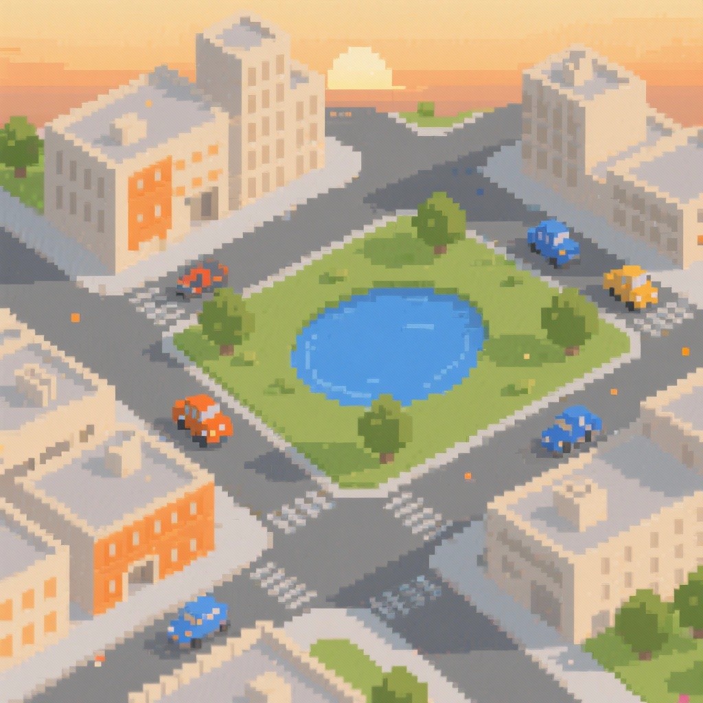 Free Pixel City Sunrise Image - Pixelart, Cityscape, Sunrise | Download ...