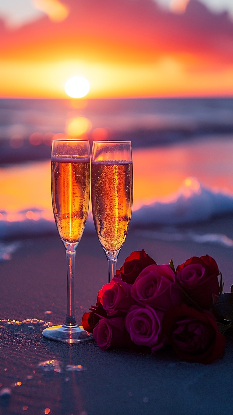 Free Romantic Sunset Toast Photo - Sunset, Champagne, Roses | Download ...