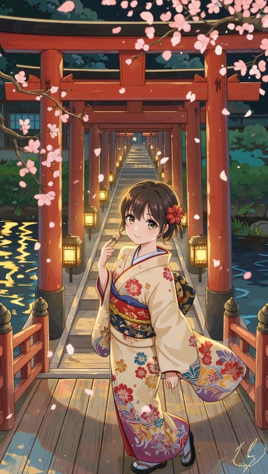 Free Cherry Blossom Elegance Image - Anime, Kimono, Sakura | Download ...