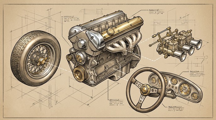 Free Classic Automotive Artistry Image - Vintage, Automotive, Engine ...