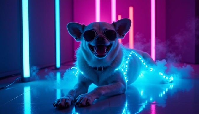 Perro Neon Free Neon Cyber Pup Image - Neon, Cyberpunk, Dog | Download at StockCake