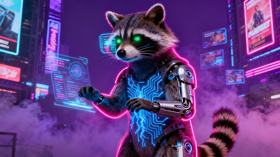 Free Cyberpunk Raccoon Hero Image - Cyberpunk, Raccoon, Neon | Download ...