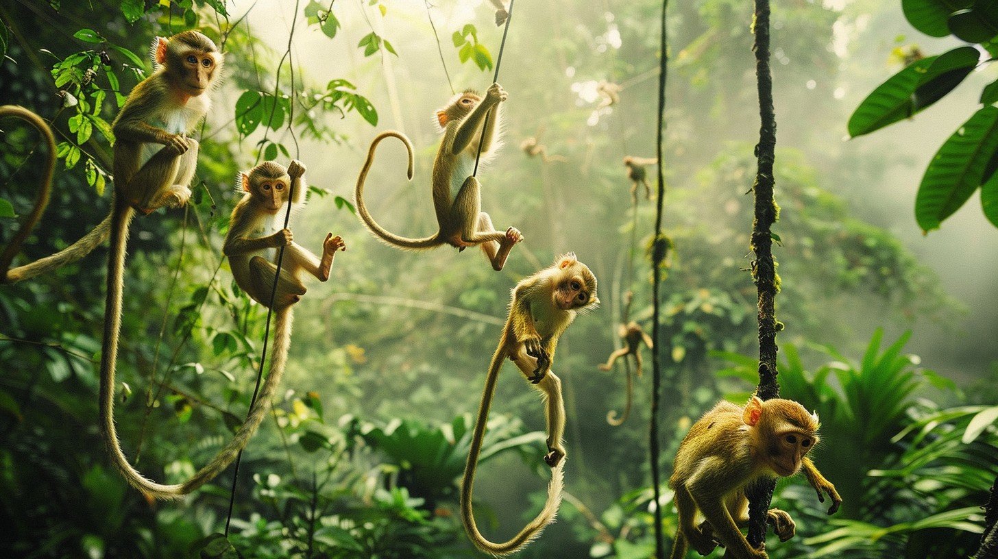 Free Monkeys Enjoying Play Image - Monkeys, Jungle, Vines | Download at ...