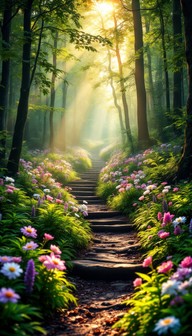 Free Enchanted Forest Path Image - Forest, Path, Sunbeams | Download at ...