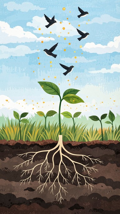 The Root Grows First Free Roots Become Wings Image - Seedling, Birds, Transformation ...