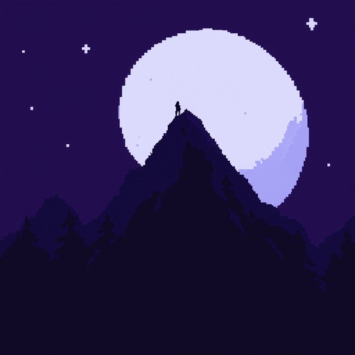 Free Moonlit Mountain Peak Image - Pixel, Mountain, Moon | Download at ...