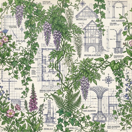 Detailed Leaf Pattern Architecture Rending Free Nature Reclaims Architecture Image - Botanical, Pattern, Seamless ...