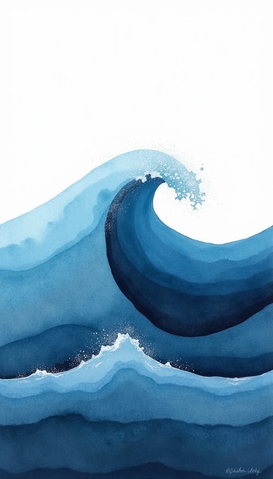 Download Rising Blue Tide Image - Wave, Ocean, Watercolor | StockCake