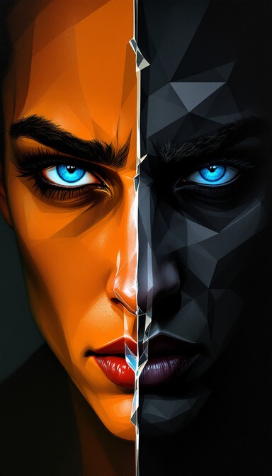 Duality Draw Free Intense Emotional Duality Image - Portrait, Duality, Geometric ...