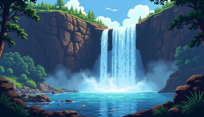Free Cascading Pixel Falls Image - Waterfall, Pixel, Cascade | Download ...