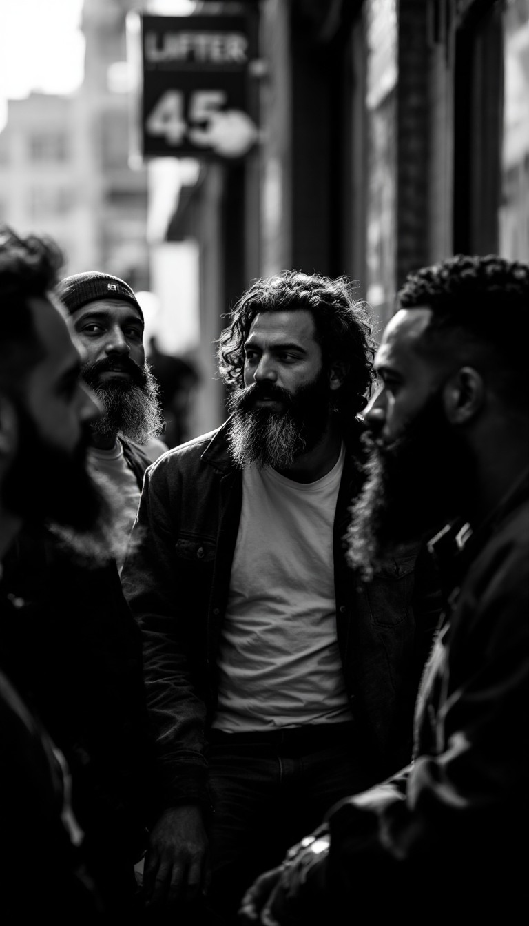 Free Bearded Friends Gather Image - Monochrome, Bearded, Urban ...