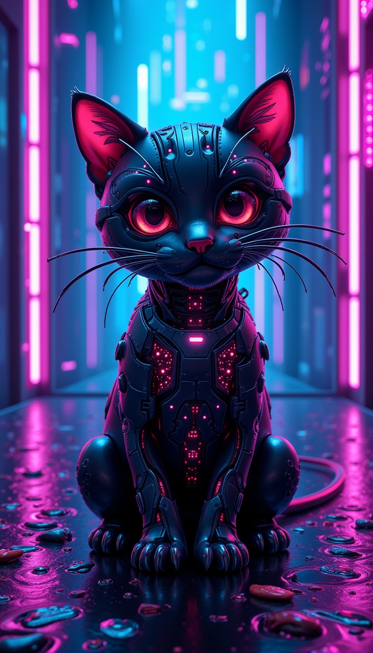Free Neon Cat Circuit Image - Cyberpunk, Cat, Neon | Download at StockCake