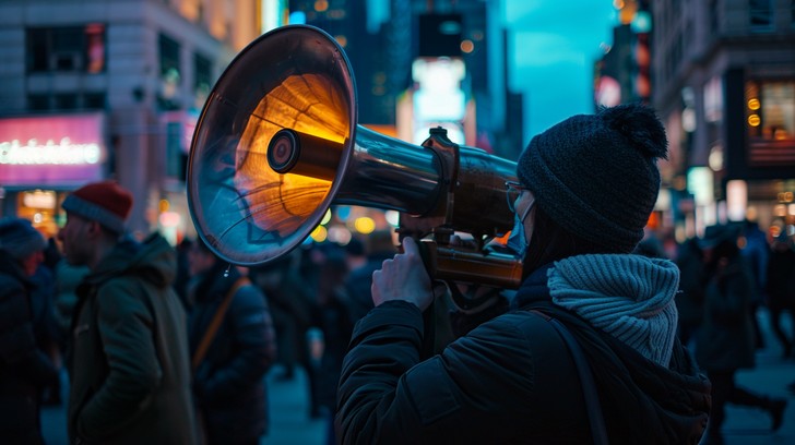 Free Megaphone in Action Image - Megaphone, Crowd, Street | Download at ...