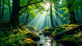 Free Enchanted Forest Stream Image - Forest, Sunbeams, Stream ...