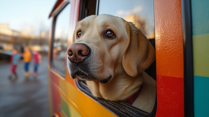 Free Curious Labrador Watching Image - Dog, Labrador, Bus | Download at ...