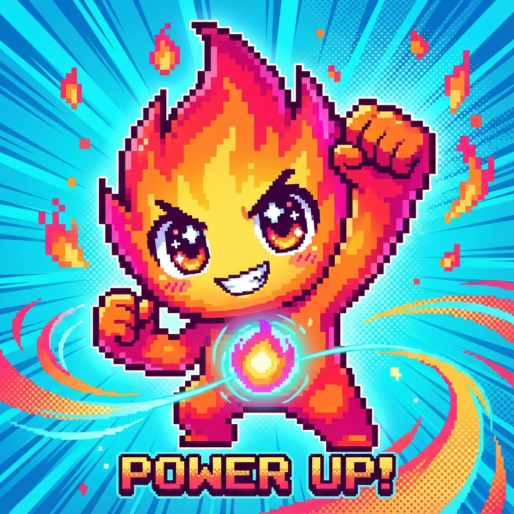 Free Pixel Flame Power Image - Pixel, Anime, Flame | Download at StockCake
