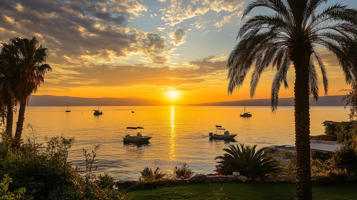 Free Sunset over lake Image - Sunset, Lake, Boats | Download at StockCake