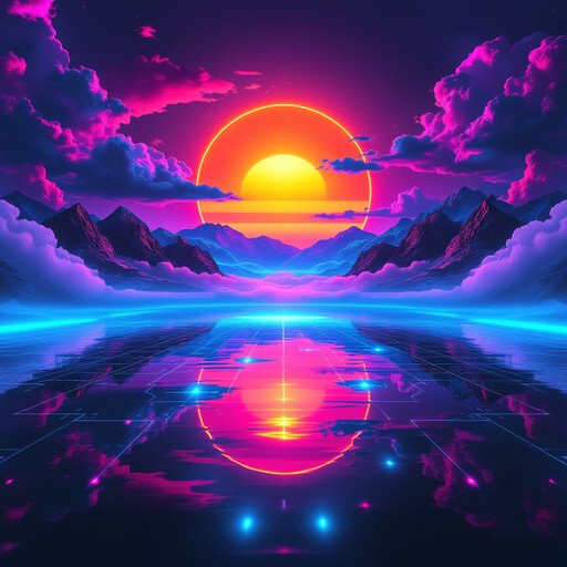 Sunset Image Neon Free Neon Sunset Reflection Image - Sunset, Mountains, Reflection ...