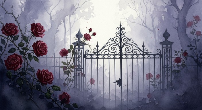 Haunted Gate Roses Free Gothic Rose Gate Image - Roses, Gothic, Fence | Download at StockCake