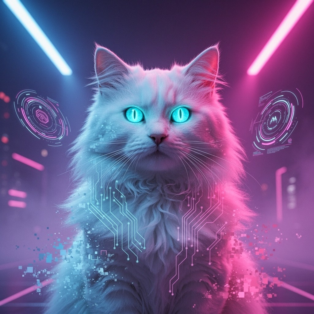 Cat Visual Scene Free Cyberpunk Cat Vision Photo - Cyberpunk, Cat, Neon | Download at ...