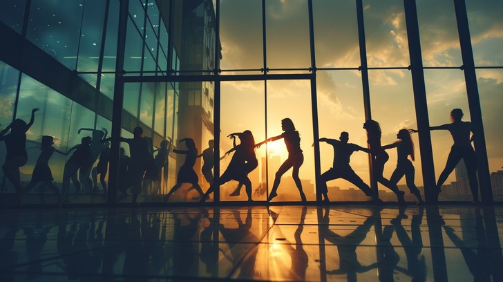 Free Dynamic Group Silhouette Image - Silhouette, Sunset, Dancing ...