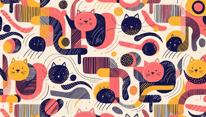 Free Retro Cat Pattern Image - Pattern, Cats, Geometric | Download at ...