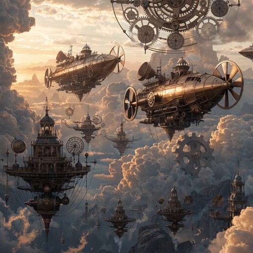 Free Clockwork Cloud City Image - Steampunk, Airship, Inventor ...