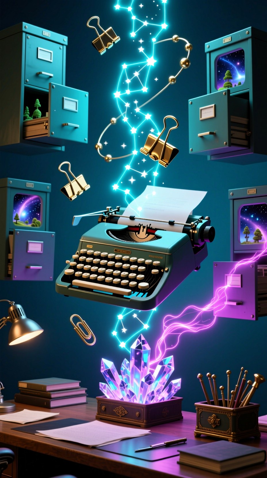 Free Magical Office Dreamscape Image - Typewriter, Magical, Surreal ...