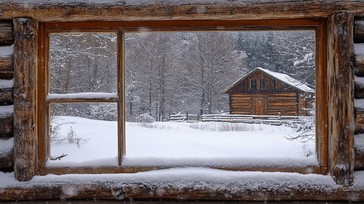 Free Snowy cabin window Image - Snow, Cabin, Window | Download at StockCake