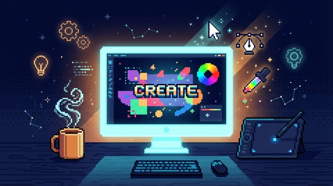 Free Creative Night Session Image - Workspace, Designer, Pixelart ...