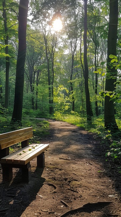 Free Serene Forest Bench Image - Forest, Bench, Sunlight | Download at ...