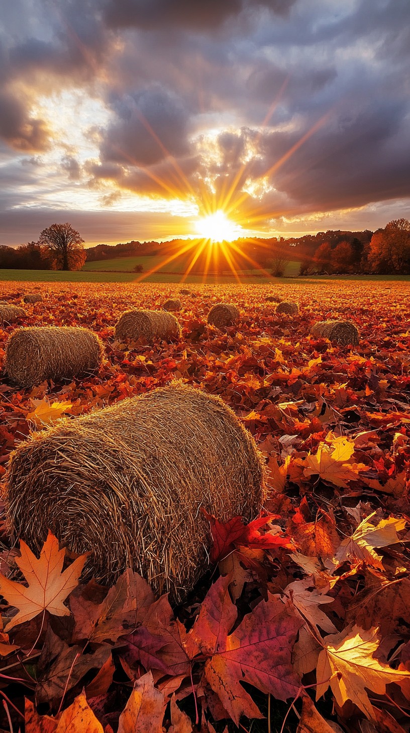 Free Autumn sunset splendor Image - Autumn, Sunset, Hay | Download at ...