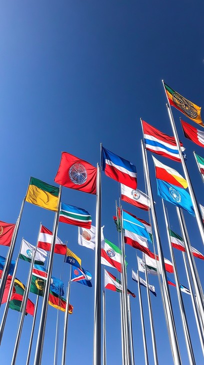 Free Flags fluttering high Image - Flags, Sky, Blue | Download at StockCake