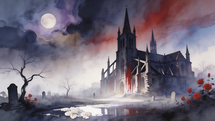 Free Gothic Cathedral Ruins Image - Cathedral, Gothic, Watercolor ...