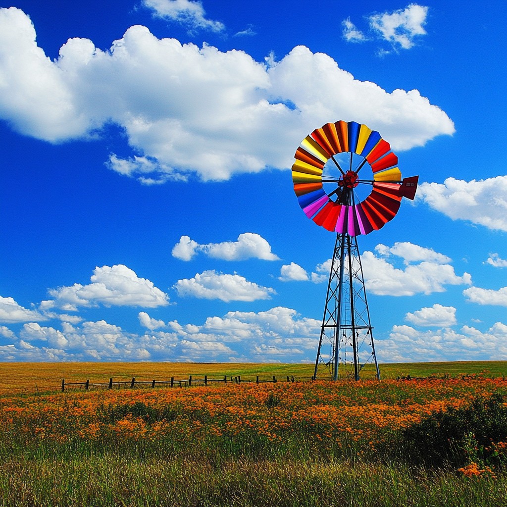 Free Colorful open field Image - Windmill, Field, Sky | Download at ...