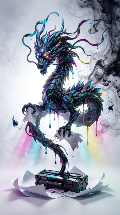 Free Ink Dragon Rising Image - Dragon, Ink, Fantasy | Download at StockCake