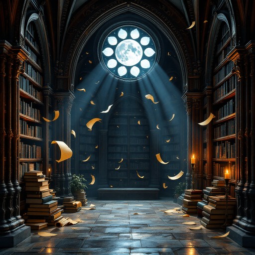 Free Moonlit Magical Library Image - Library, Gothic, Moonlight ...