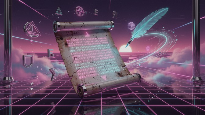 Free Neon Mystic Scroll Image - Synthwave, Scroll, Parchment | Download ...