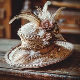 Silver & Gold Victorian Hat Fancy | Womens Victorian Leather Top Hat – American Hat Makers main image 3