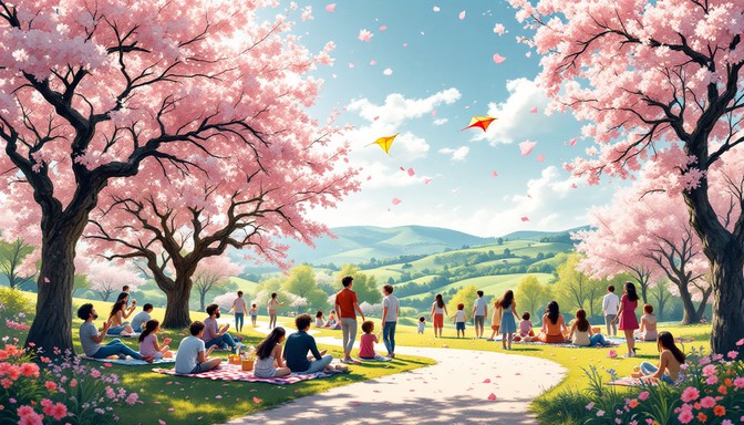 Enjoying Spring Free Blooming Cityscape Art Image - Art, Cityscape, Cherry Blossoms ...
