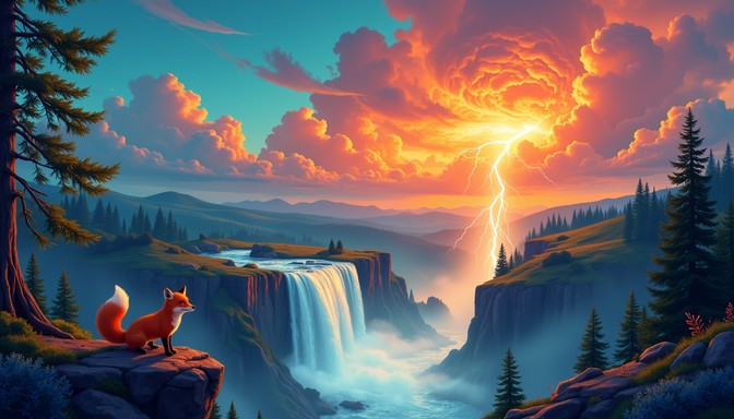Free Nature's Magical Wonder Image - Fox, Waterfall, Lightning ...