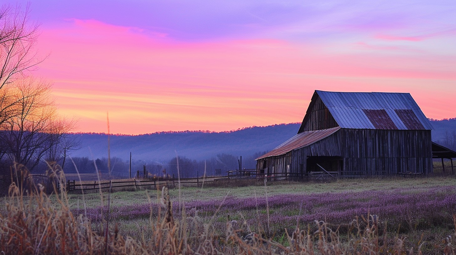 Free Rustic Sunset Serenity Image - Sunset, Barn, Countryside ...